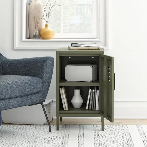Metal Locker End Table - Olive