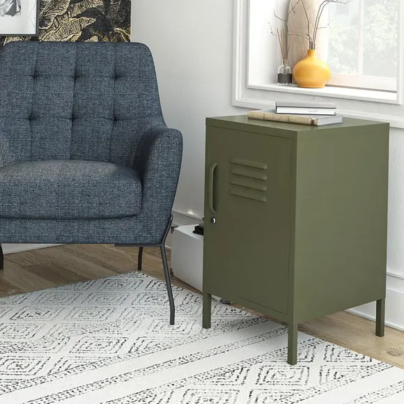 Metal Locker End Table - Olive