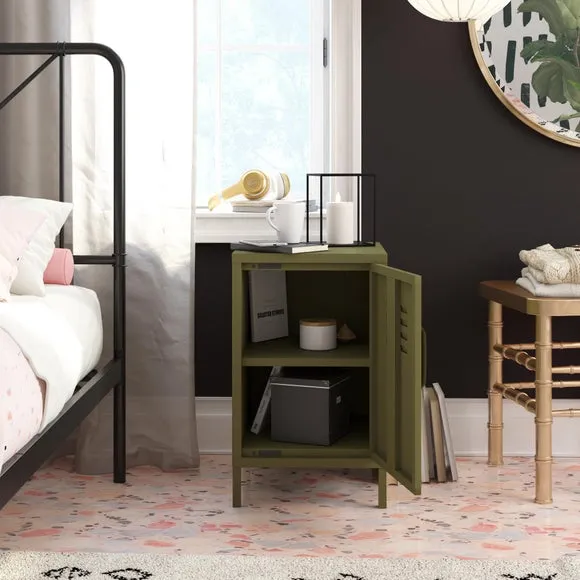 Metal Locker End Table - Olive