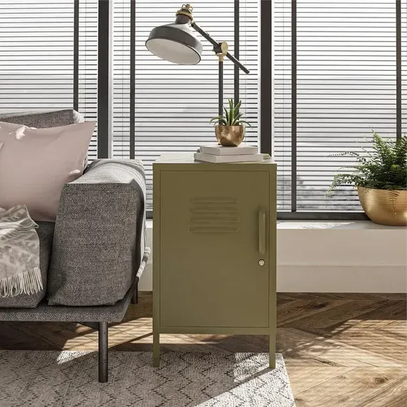 Metal Locker End Table - Olive
