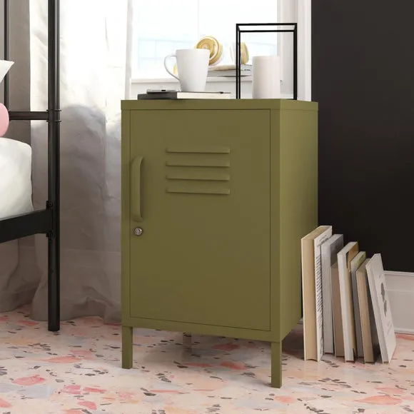 Metal Locker End Table - Olive