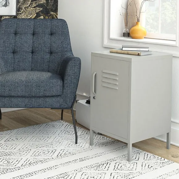 Metal Locker End Table - Taupe