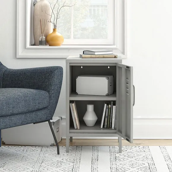 Metal Locker End Table - Taupe