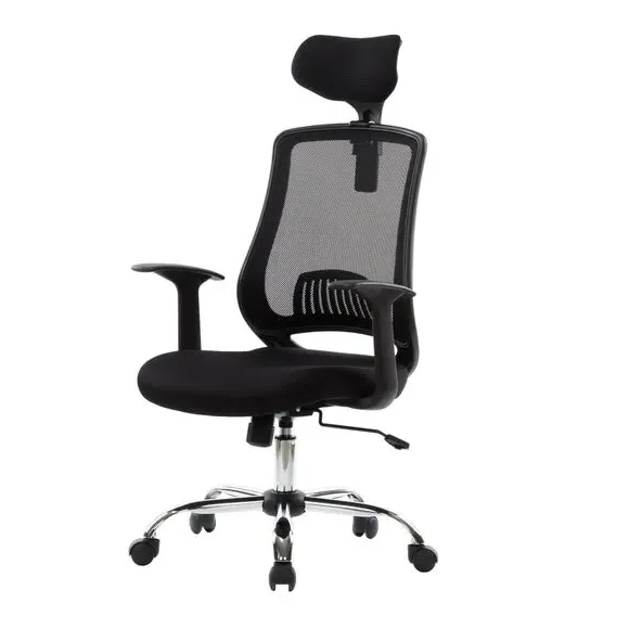 Office Chair with Headrest - Black, Faux Leather