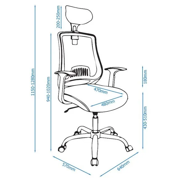 Office Chair with Headrest - Black, Faux Leather