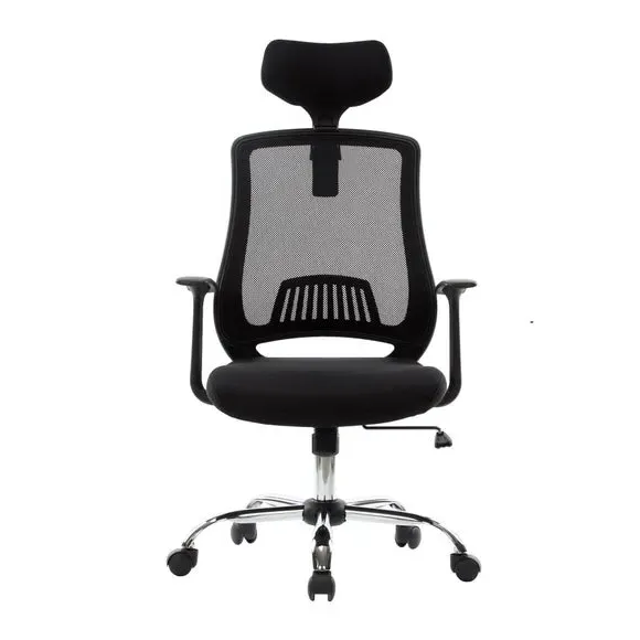 Office Chair with Headrest - Black, Faux Leather
