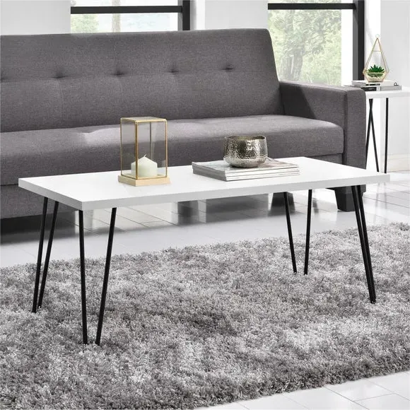 Retro Coffee Table with Hairpin Legs - White