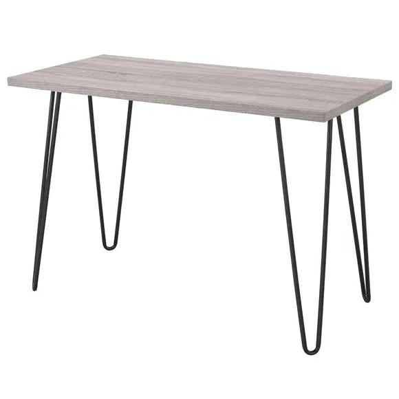 Retro Desk with Hairpin Legs - Grey, Wood Grain