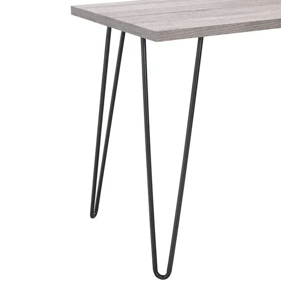 Retro Desk with Hairpin Legs - Grey, Wood Grain