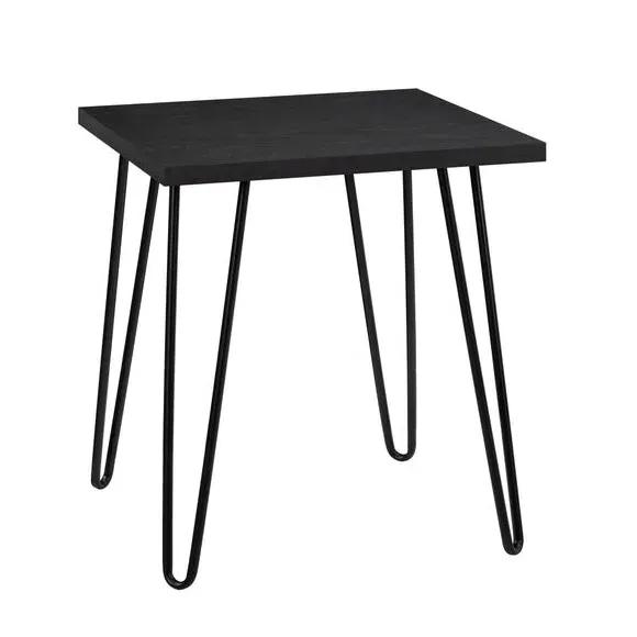 Retro Side Table with Hairpin Legs - Black