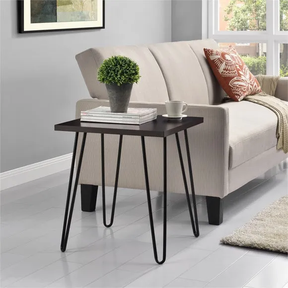 Retro Side Table with Hairpin Legs - Brown image
