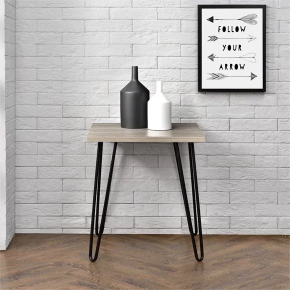 Retro Side Table with Hairpin Legs - Oak