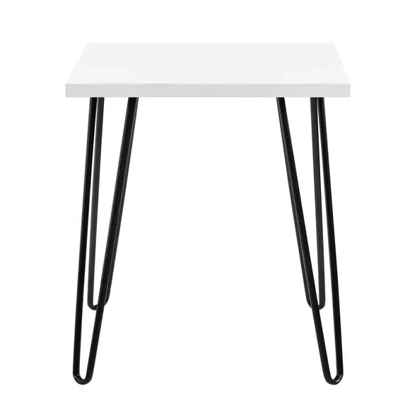 Retro Side Table with Hairpin Legs - White