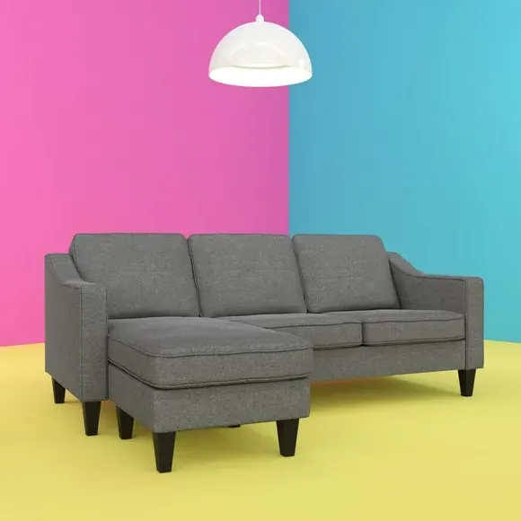 Sectional Sofa with Reversible Chaise - Grey, Linen