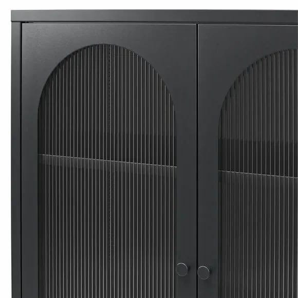 Small Fluted Sideboard - Black, Glass