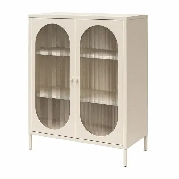 Small Fluted Sideboard - Parchment, Glass