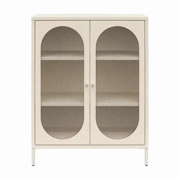 Small Fluted Sideboard - Parchment, Glass