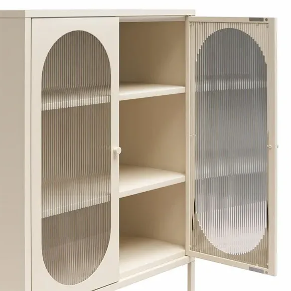 Small Fluted Sideboard - Parchment, Glass