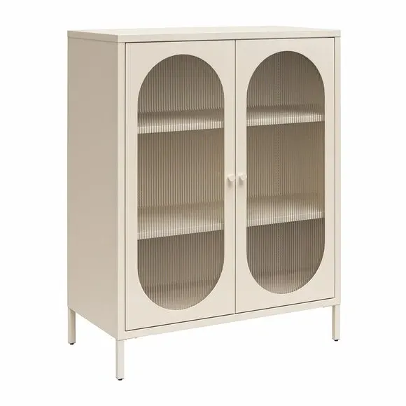 Small Fluted Sideboard - Parchment, Glass