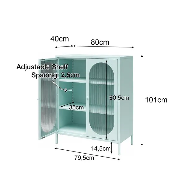 Small Fluted Sideboard - Parchment, Glass