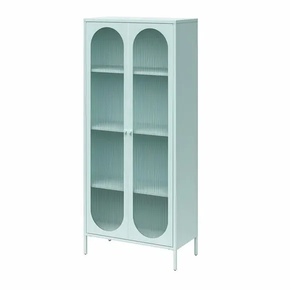 Tall Fluted Sideboard with Doors - Sky, Glass