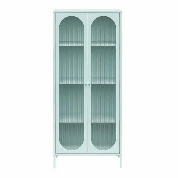 Tall Fluted Sideboard with Doors - Sky, Glass