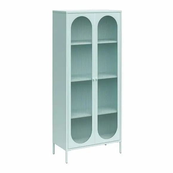 Tall Fluted Sideboard with Doors - Sky, Glass
