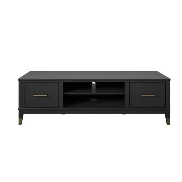 TV Stand with Gold Accents - Black, Wood