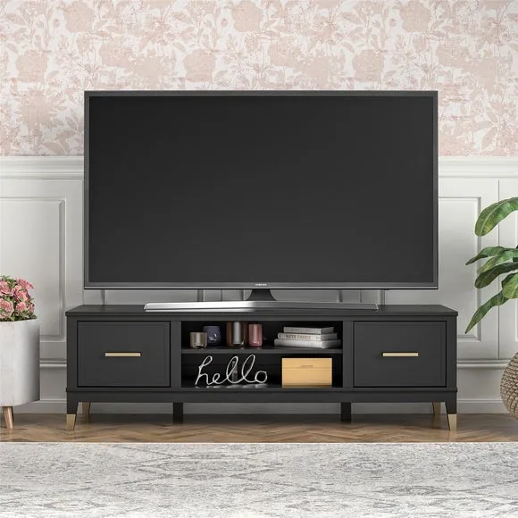 TV Stand with Gold Accents - Black, Wood image