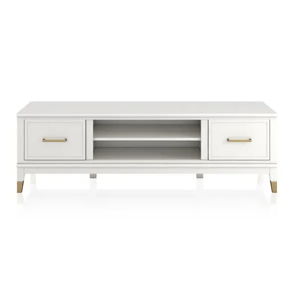 TV Stand with Gold Accents - White, Wood