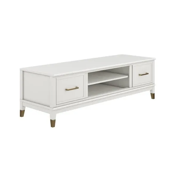 TV Stand with Gold Accents - White, Wood