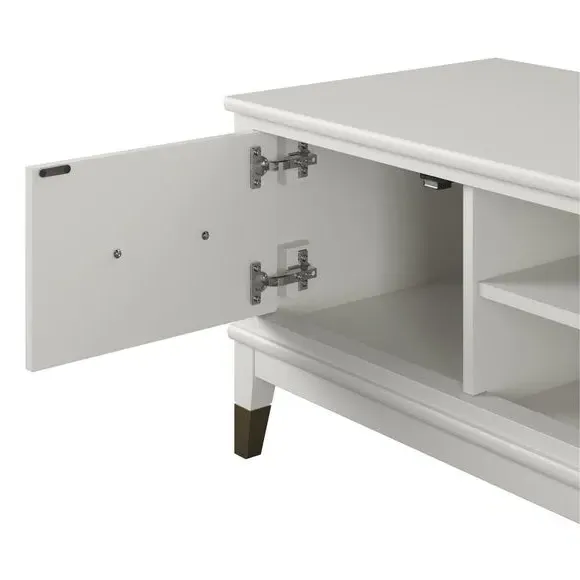 TV Stand with Gold Accents - White, Wood