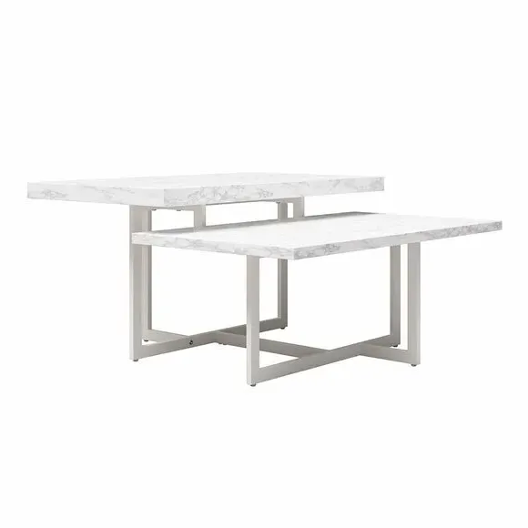Two-Tier Coffee Table - White, Faux Marble