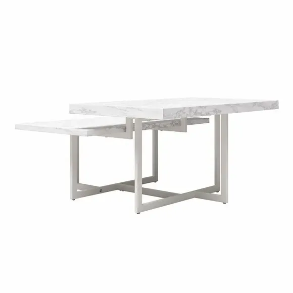 Two-Tier Coffee Table - White, Faux Marble