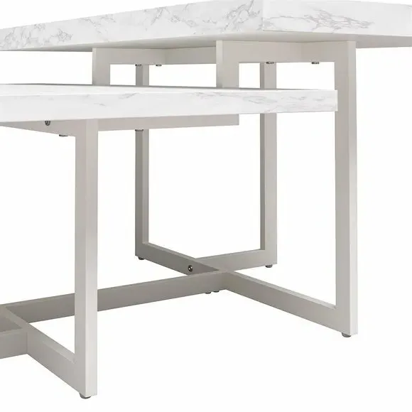 Two-Tier Coffee Table - White, Faux Marble
