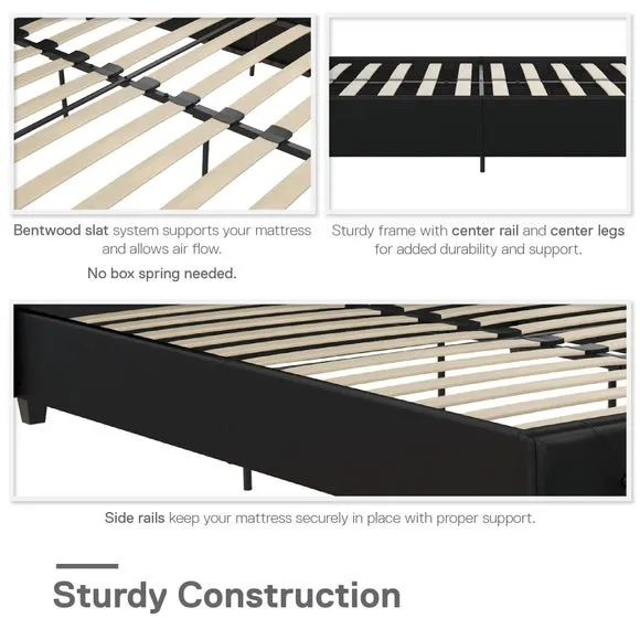 Upholstered Platform Bed with Tufting - Black