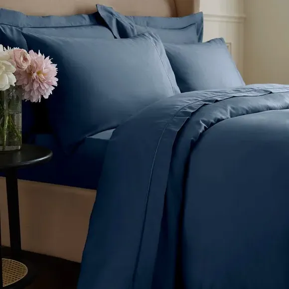1000 Thread Count Flat Sheet - Petrol, Cotton