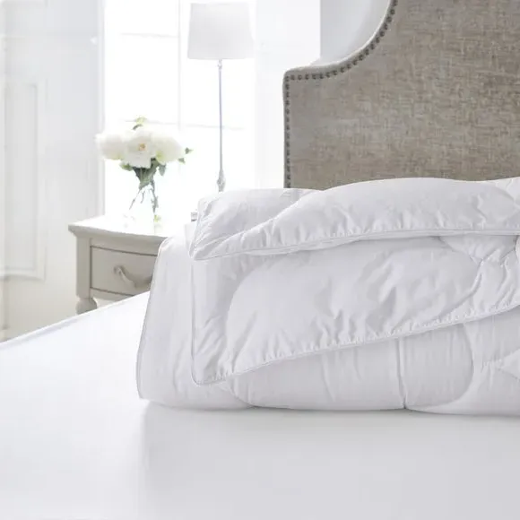 10.5 Tog Duvet with Piped Edge - White, Cotton