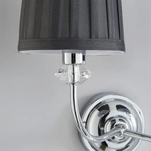 2 Light Wall Light with Crystals - Grey, Chrome
