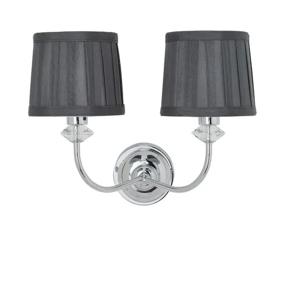 2 Light Wall Light with Crystals - Grey, Chrome