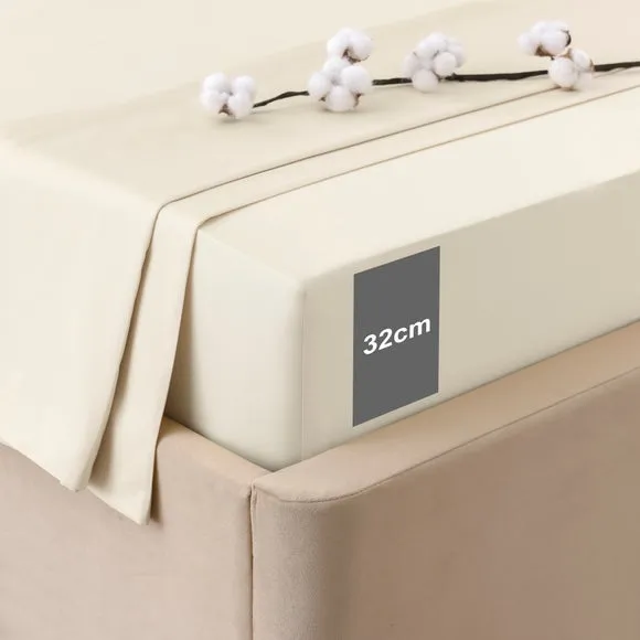 300 Thread Count Fitted Sheet - Cream, Cotton