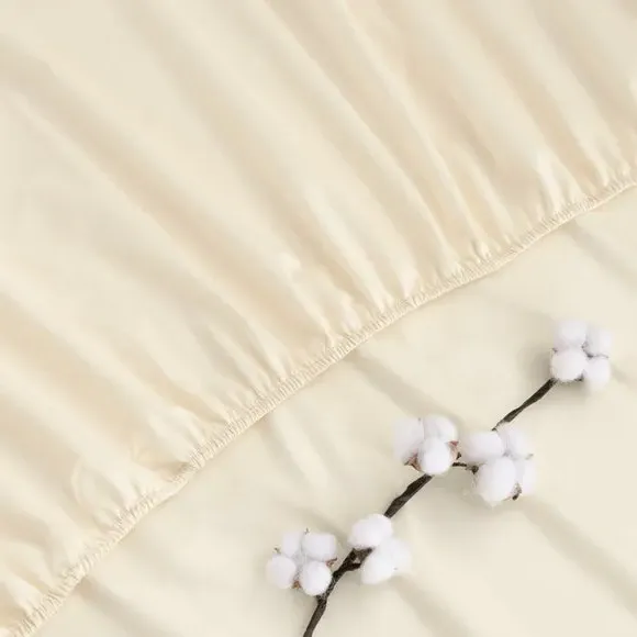 300 Thread Count Fitted Sheet - Cream, Cotton