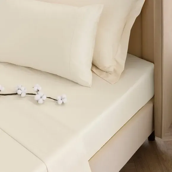 300 Thread Count Fitted Sheet - Cream, Cotton