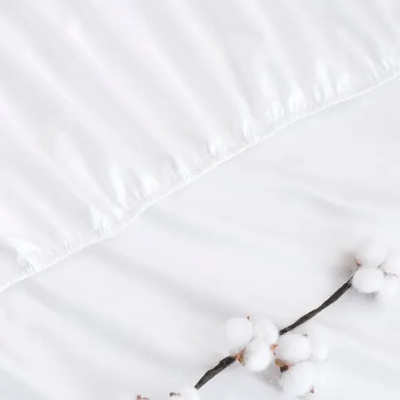 300 Thread Count Fitted Sheet - White, Cotton