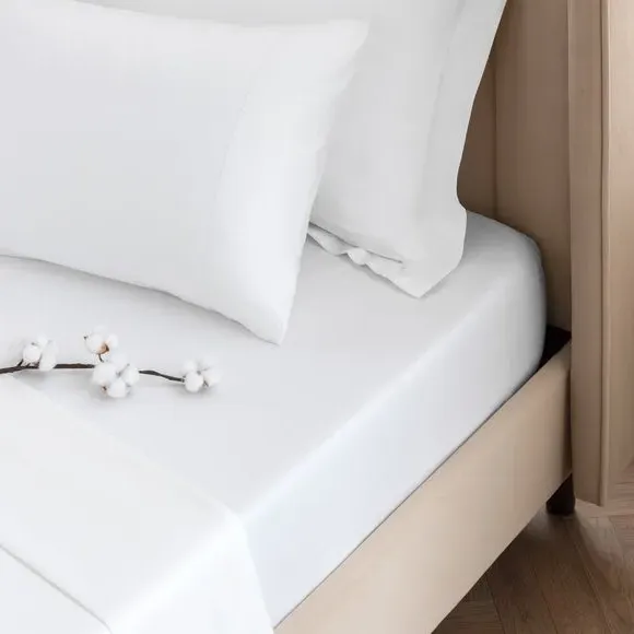 300 Thread Count Fitted Sheet - White, Cotton