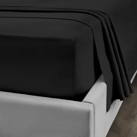 300 Thread Count Flat Sheet - Black, Cotton Sateen image