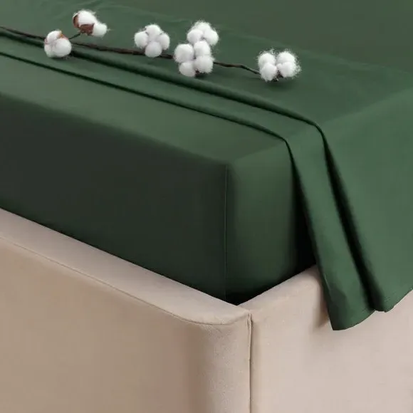 300 Thread Count Flat Sheet - Mallard Green, Cotton Sateen