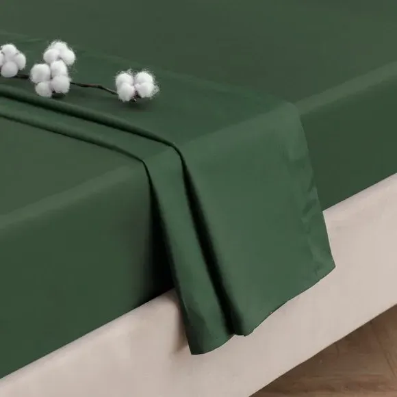 300 Thread Count Flat Sheet - Mallard Green, Cotton Sateen