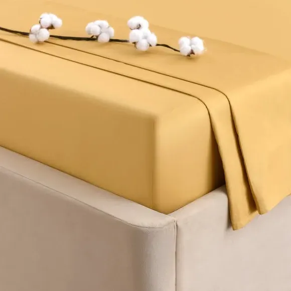 300 Thread Count Flat Sheet - Ochre, Cotton Sateen