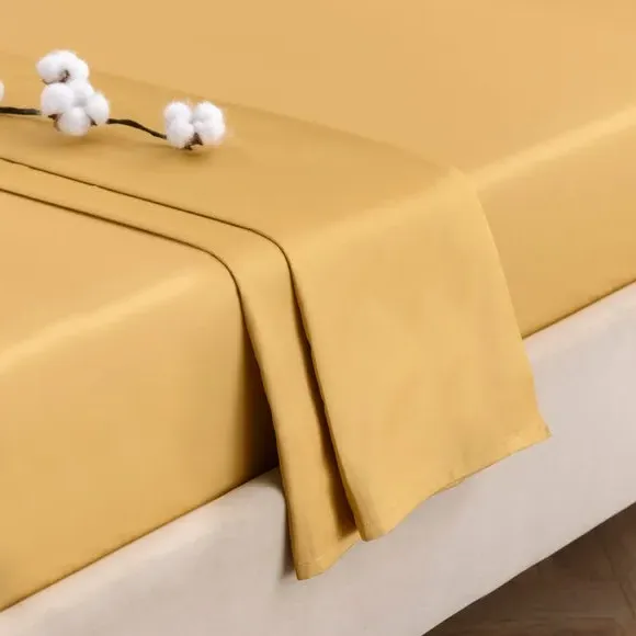 300 Thread Count Flat Sheet - Ochre, Cotton Sateen